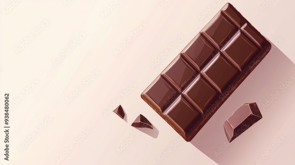 Poster a simple vector of a chocolate bar, placed on a plain background with space for text or logos.