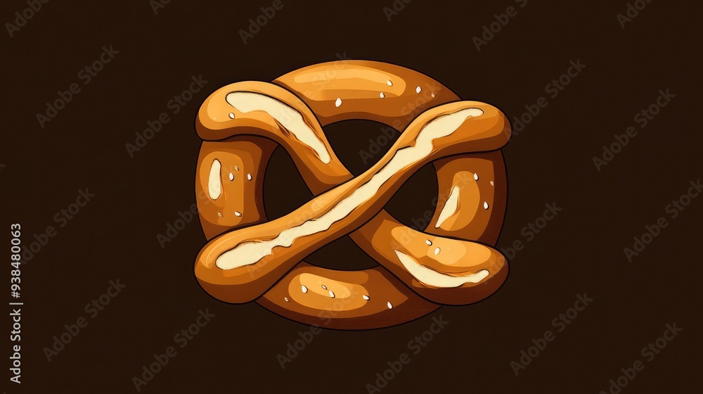 Fototapete A simple vector of a pretzel, placed on a clean background with ample space for text or logos.