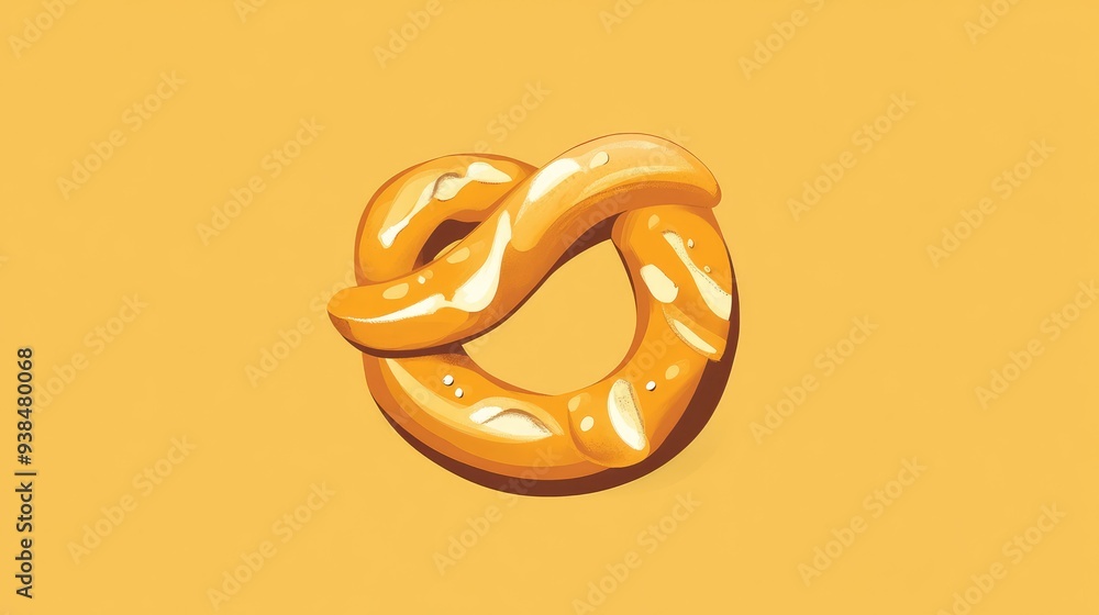 Fototapete a simple vector of a pretzel, placed on a clean background with ample space for text or logos.