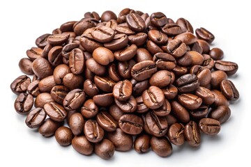 Obraz premium Fresh Roasted Coffee Beans on White Background 