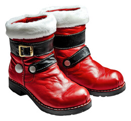 PNG Red festive boots with white trim
