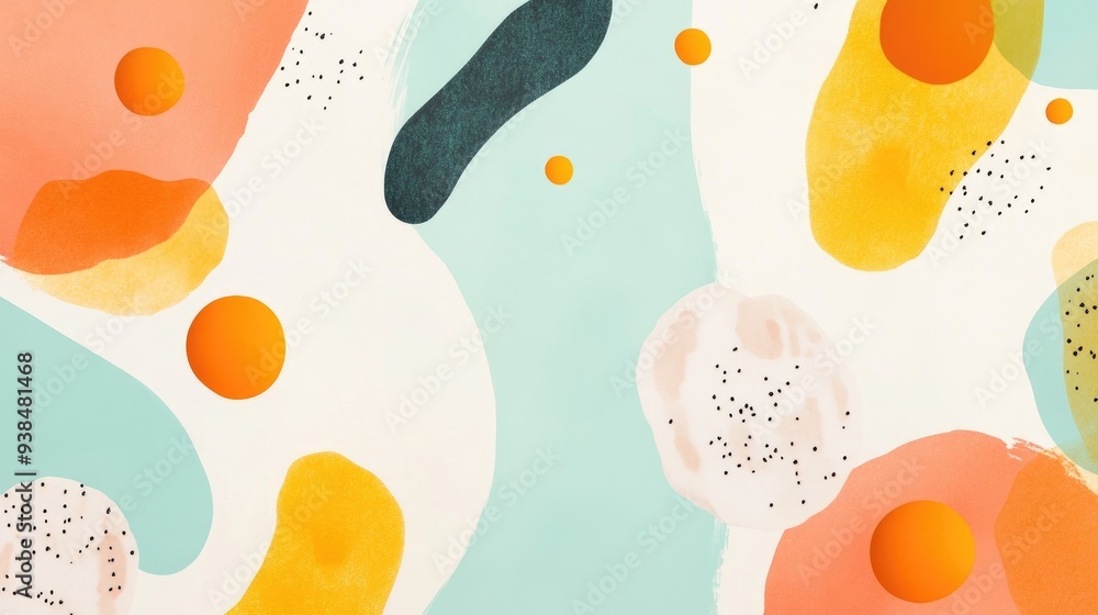 Poster abstract food art background with bold shapes and clear space for text or branding.
