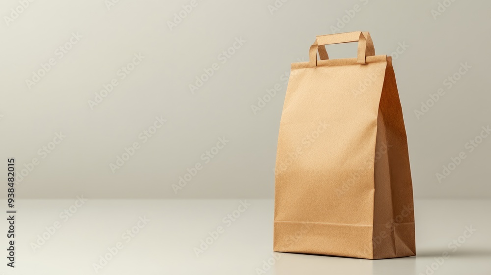 Poster clean fast food bag with ample copy space, featuring a basic design and space for custom branding.