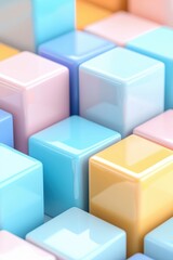 Fototapeta premium Abstract Pastel Color Cubes D Render Background