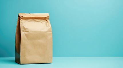 Fast food takeout bag with copy space, featuring a simple design and room for company logos or promotional text.