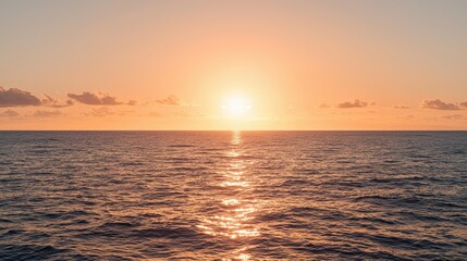 Fototapeta premium Golden Sunset Over Ocean Horizon