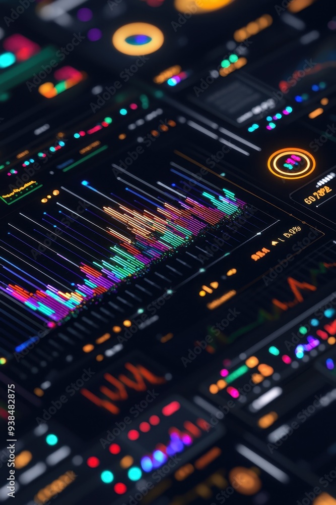 Aufkleber abstract futuristic technology interface with colorful data and graphs