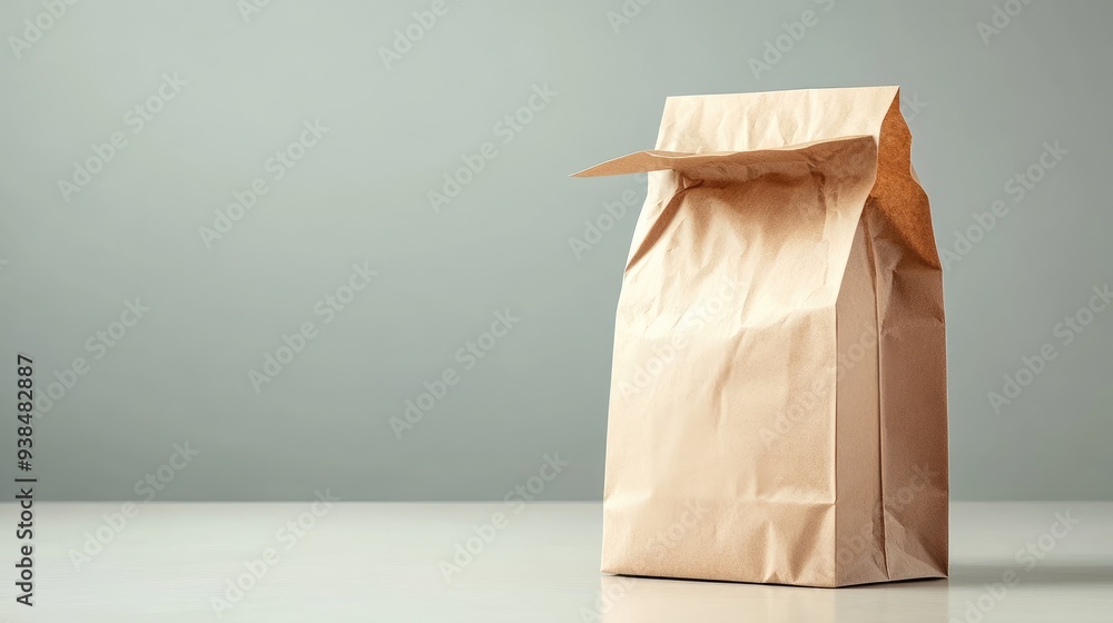 Poster generic fast food bag with copy space, featuring a simple, classic design and space for custom text.