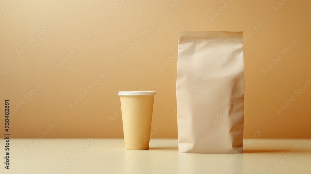 Poster generic fast food bag with copy space, featuring a simple, classic design and space for custom text.