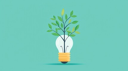 Green Plant Growing From Light Bulb   Eco Friendly Idea Concept