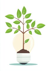Green Plant Growing Inside Light Bulb   Eco Friendly Concept