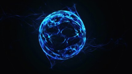Abstract Blue Sphere with Glowing Lines