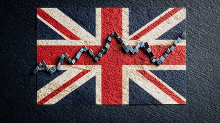 Fototapeta premium UK Flag with Rising Arrow Graph for Economic Growth and Success