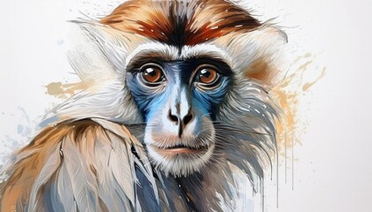 Fototapeta premium Langur in watercolor 