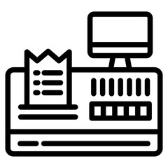 Cash Register Icon. Register Machine and Retail Checkout Counter Symbol.