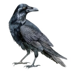 Fototapeta premium Crow watercolor fantasy animal cartoon isolated whitebackground