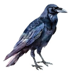 Crow watercolor fantasy animal cartoon isolated whitebackground