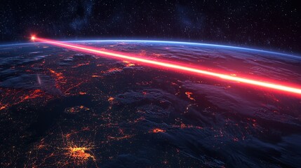 Obraz premium Illuminating Data Highways: Laser Beam Communication for Rapid Transmission across Vast Distances