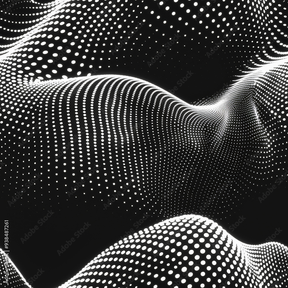 Aufkleber a striking abstract composition features flowing shapes created with a dotted texture against a blac