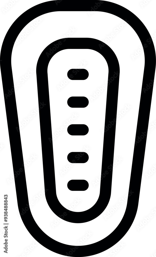 Poster simple black outline icon of a thermometer with a high temperature reading