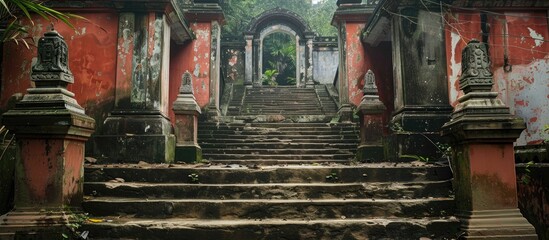 The Old Concrete Step In Temple