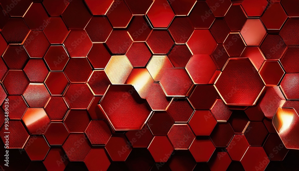Poster Red Hexagonal Pattern Background for Design