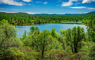 People boating on Lynx Lake in Prescott Arizona on a warm summer day