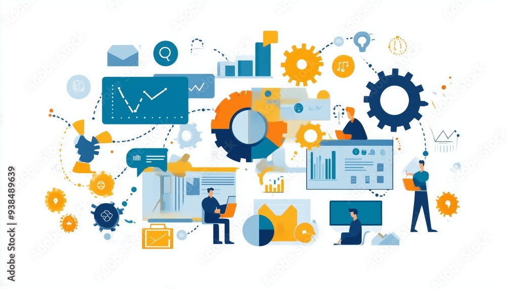 Poster business data analysis and teamwork: a visual representation of data analysis, teamwork, and collabo