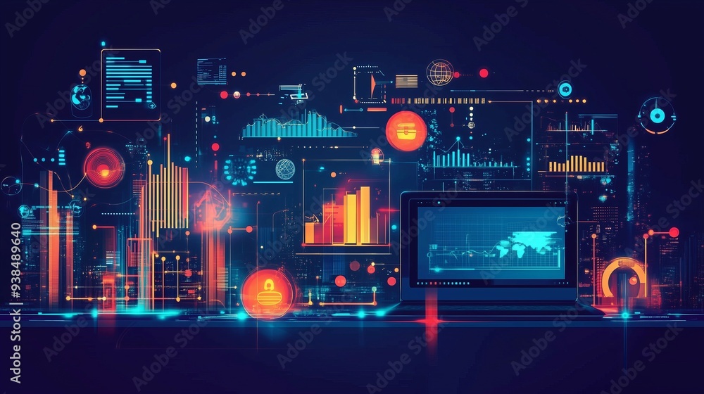 Poster digital data and technology visualization