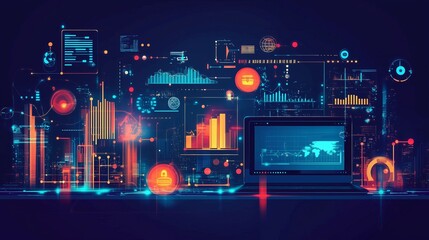 Obraz premium Digital Data and Technology Visualization