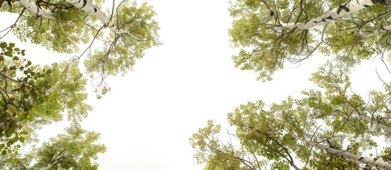 Fototapeta premium Trees And Leaves Taken From A Low Angle To The Top Of The x000D Tree Isolated On A White Background