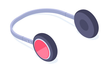 Naklejka premium Isometric headphones. Modern sound headset, isometric portable audio device 3d vector illustration. Wireless music accessory
