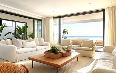 Beachside Vacation Home with Spacious Living Area and Ocean View Terrace