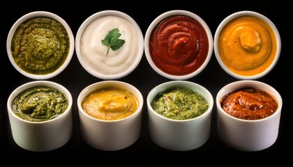 Assorted Indian Dips and Sauces for Snacks