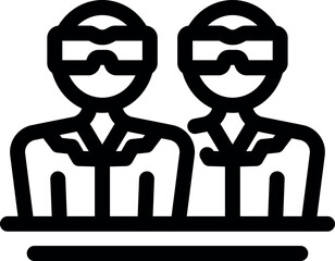 Two scientists wearing protective glasses are conducting an experiment in a laboratory