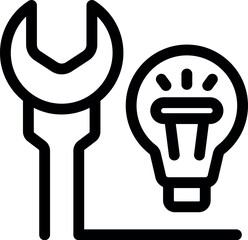 Wrench connecting with a light bulb symbolizing the concept of finding solutions and technical expertise