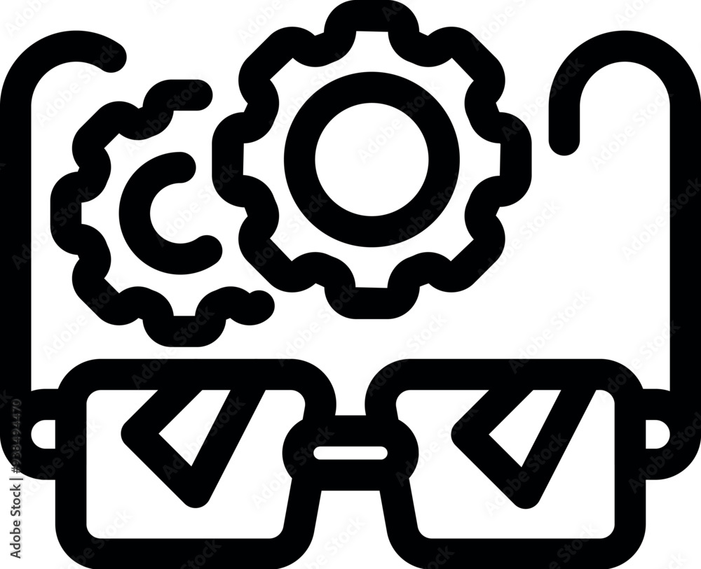 Poster pair of glasses is showing a working cogwheel mechanism, symbolizing a clear vision for problem solv