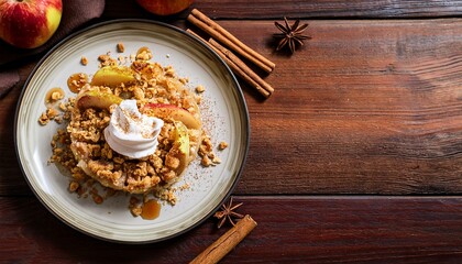 Deconstructed apple pie Space for text
