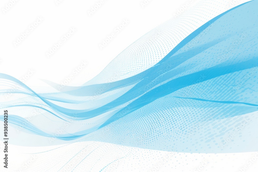 Poster abstract blue wave background vector presentation design with dots and wavy lines on a white backgro