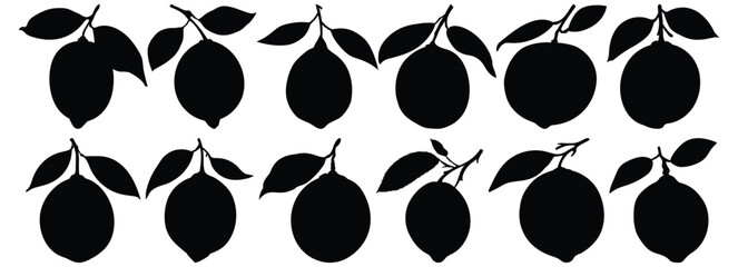Lemon silhouette set vector design big pack of fruit illustration and icon