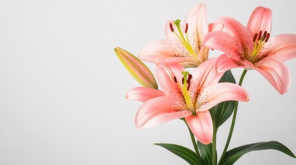 Obraz premium Pink lily flower bouquet isolated on white background for card and decoration : Generative AI