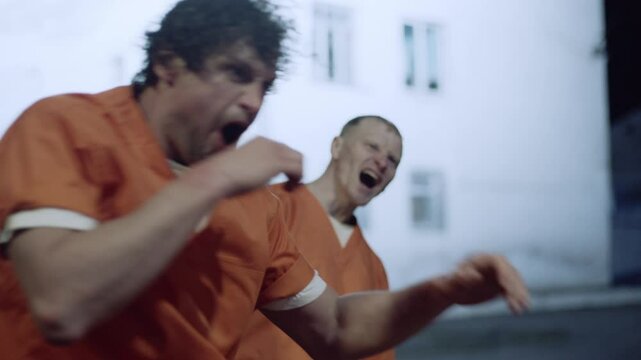 A fight in the prison yard