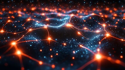  Human brain stimulation or activity with neuron close-up 3D rendering illustration. Neurology, cognition, neuronal network, psychology, neuroscience scientific concepts design 