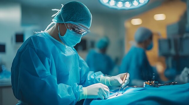A team of doctor or surgeon did surgery inside operating room in hospitalPeople holding medical equipment or surgical tool in keyhole endoscopic surgeryMinimal invasive joint arthrosco : Generative AI