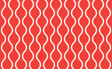 Seamless red and white rounded vertical zig zag lines abstract ogee pattern vector