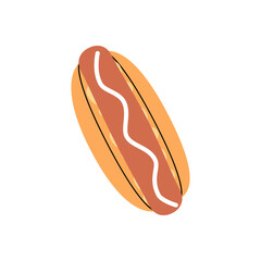 Hot dog. Takeaway street fast food. Vector illustration.