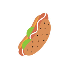 Hot-dog. Takeaway snack. Vector illustration.