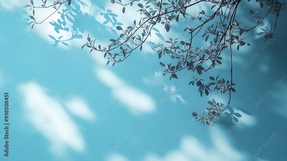 Poster minimalistic abstract gentle light blue background for product presentation with light and intricate