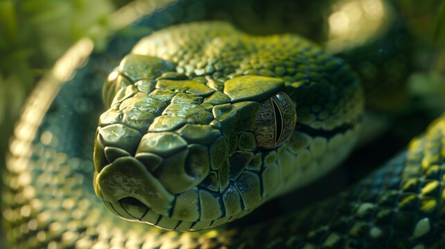 Image of snake in natural wildlife habitat. Close-up image of a snake.