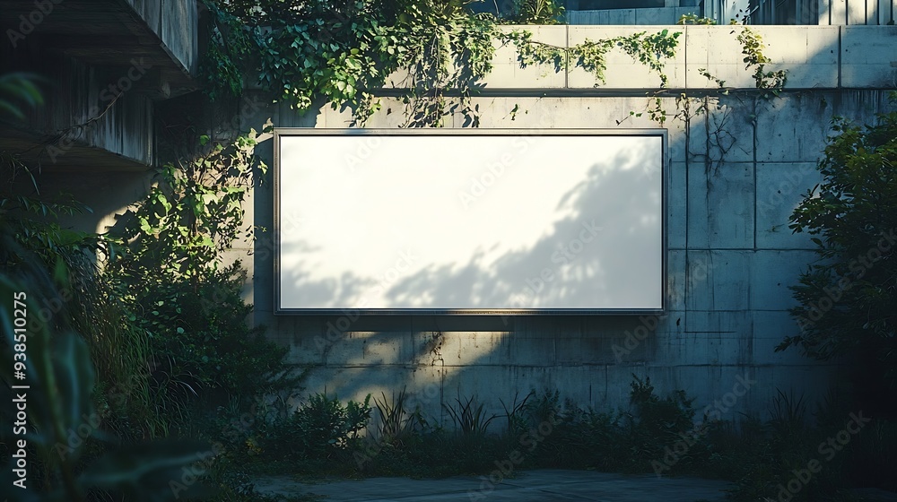 Poster billboard mockup on the wall of a building with an empty outdoor advertising screen : generative ai